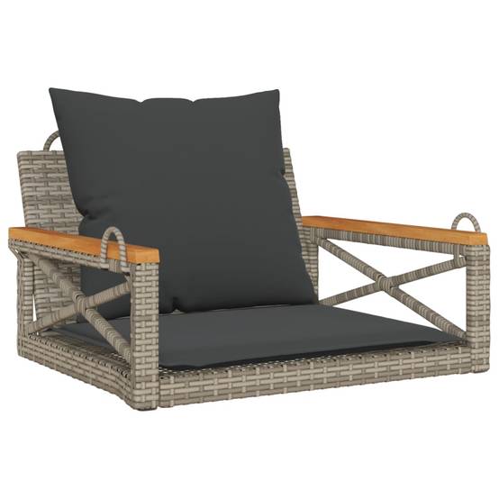 Fauteuil balançoire résine tressée coussins inclus siège extérieur 1 place gris – ComfortXL Outdoor Living - Image 2