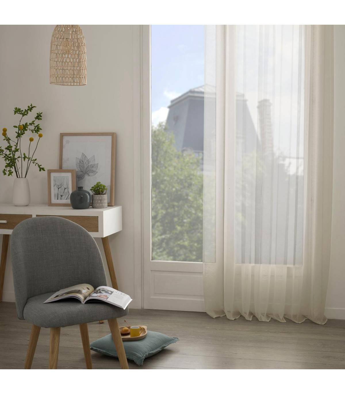 Voilage à œillets Beige Lin 135 x 240 cm - Image 4