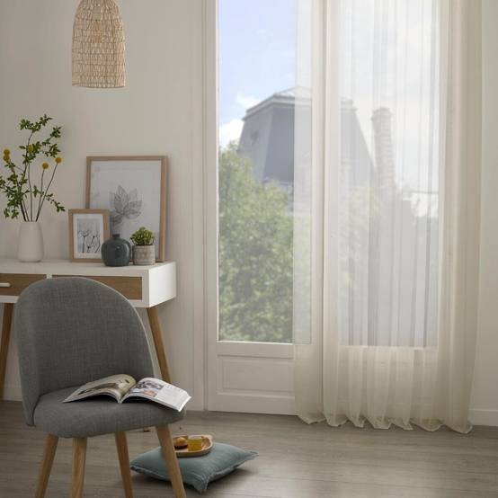 Atmosphera - Voilage "Moly" beige 135x240cm - Atmosphera Créateur d'intérieur - Image 1