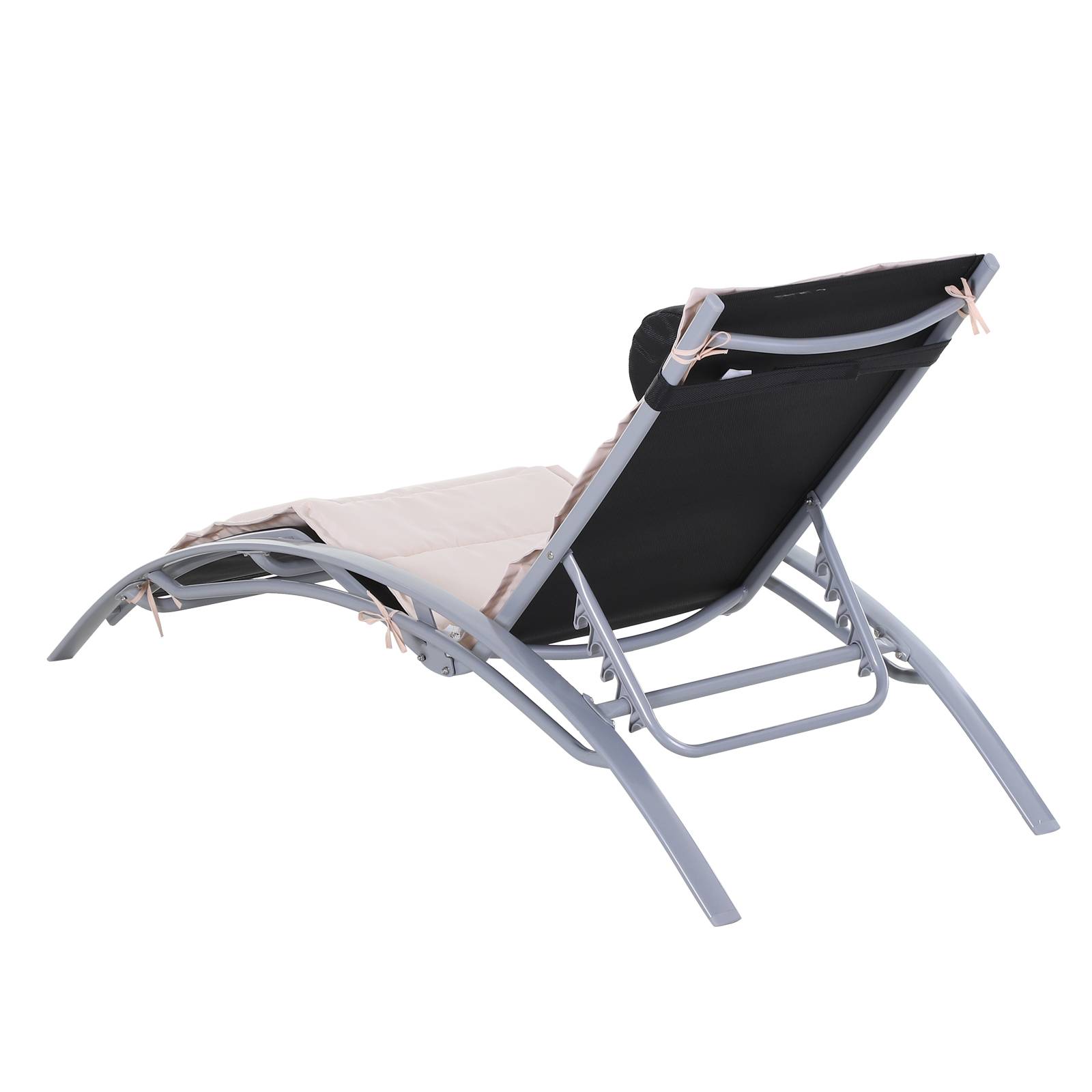 Outsunny - Bain de soleil transat design contemporain inclinable multi-positions avec matelas et tétière dim. 170L x 64l x 82H cm alu textilène beige - Outsunny - Imagen 7
