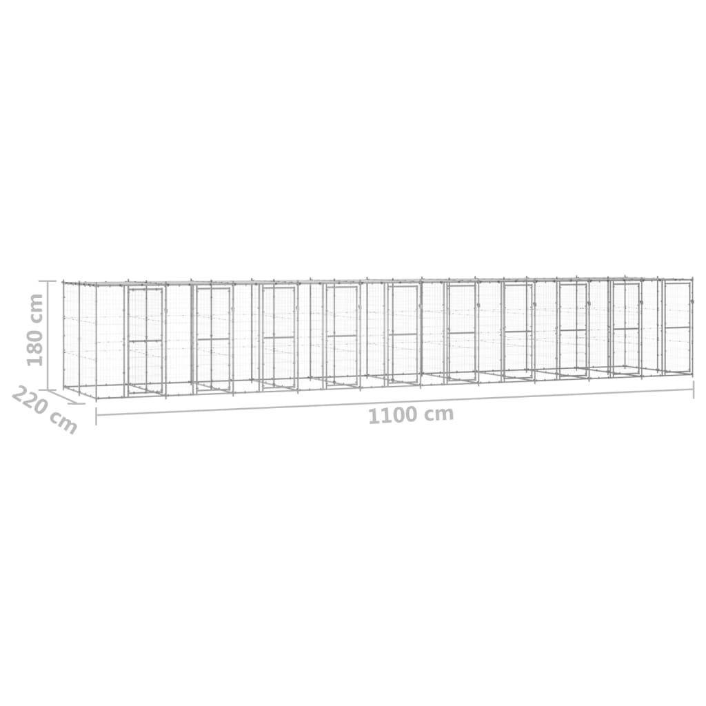 Helloshop26 - Chenil extérieur cage enclos parc animaux chien extérieur acier galvanisé avec toit 24,2 m² - Imagen 2