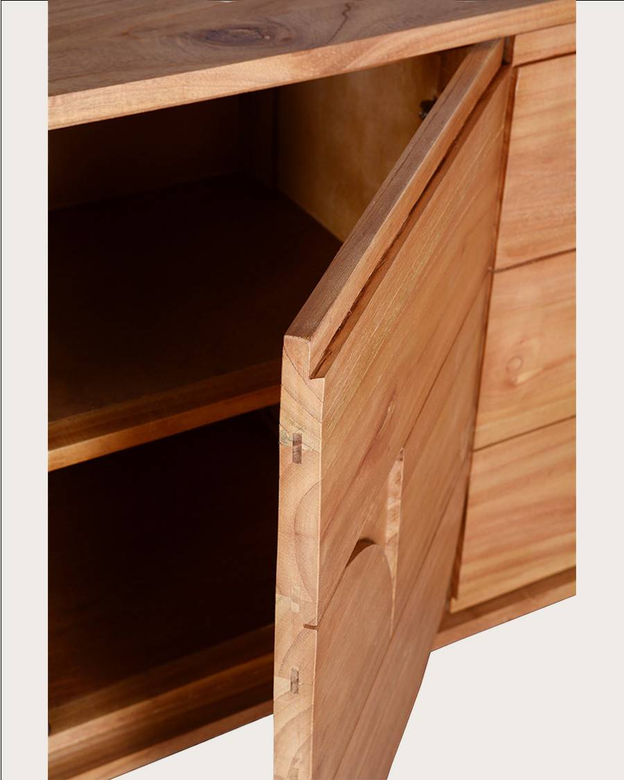 Dinda - Grand Buffet bas en bois massif de mendi 200 cm - UNIQKA - Imagen 5
