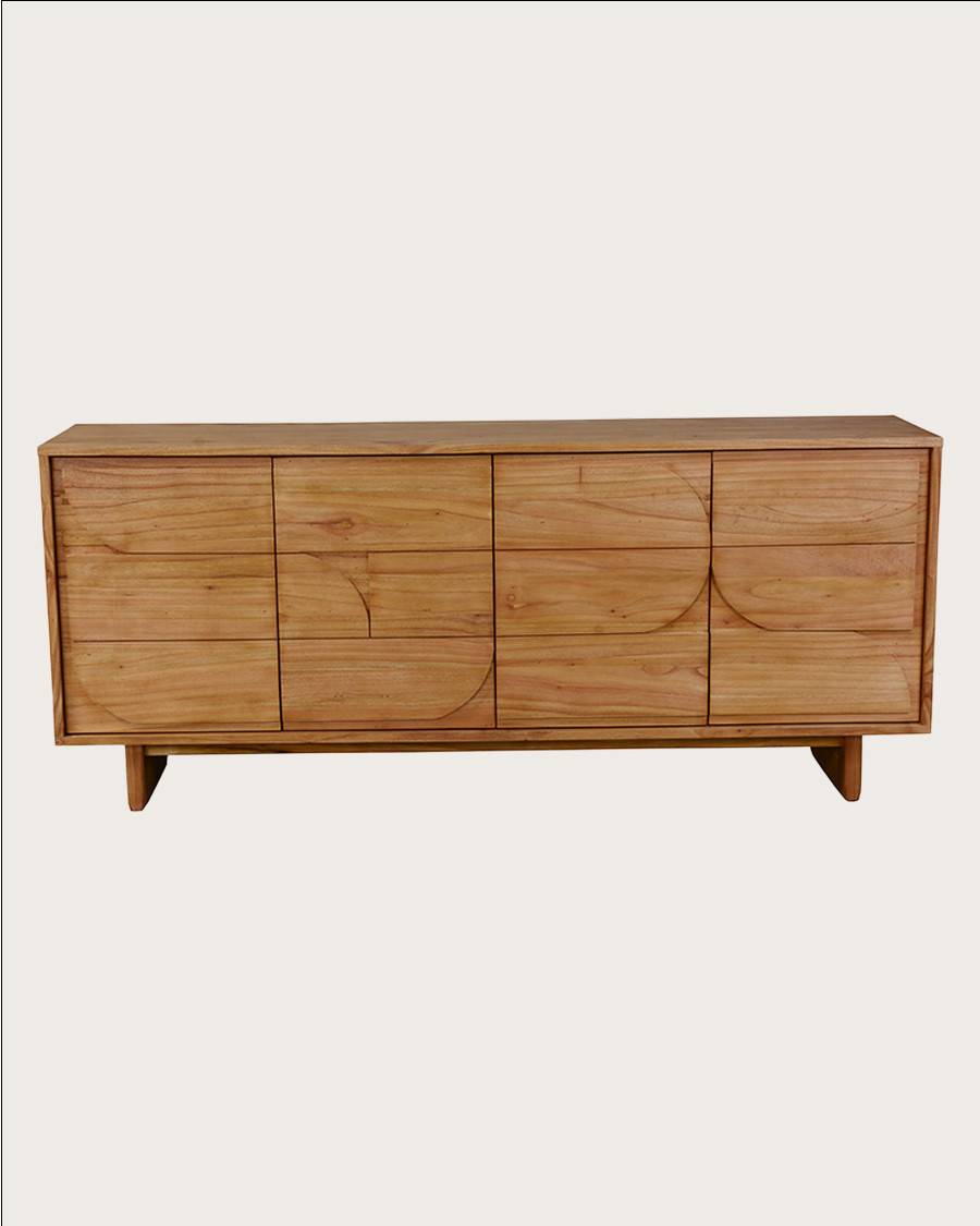 Dinda - Grand Buffet bas en bois massif de mendi 200 cm - UNIQKA - Imagen 1