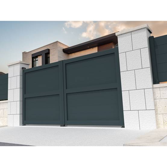 Portail battant plein NAFASI 3500x1907mm (Gris anthracite) - Alia Productions