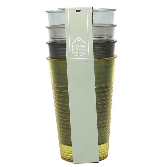 The Home Deco Factory - Lot de 4 Gobelets Réutilisables "Bain de Soleil" 20cl Vert & Jaune - Image 8
