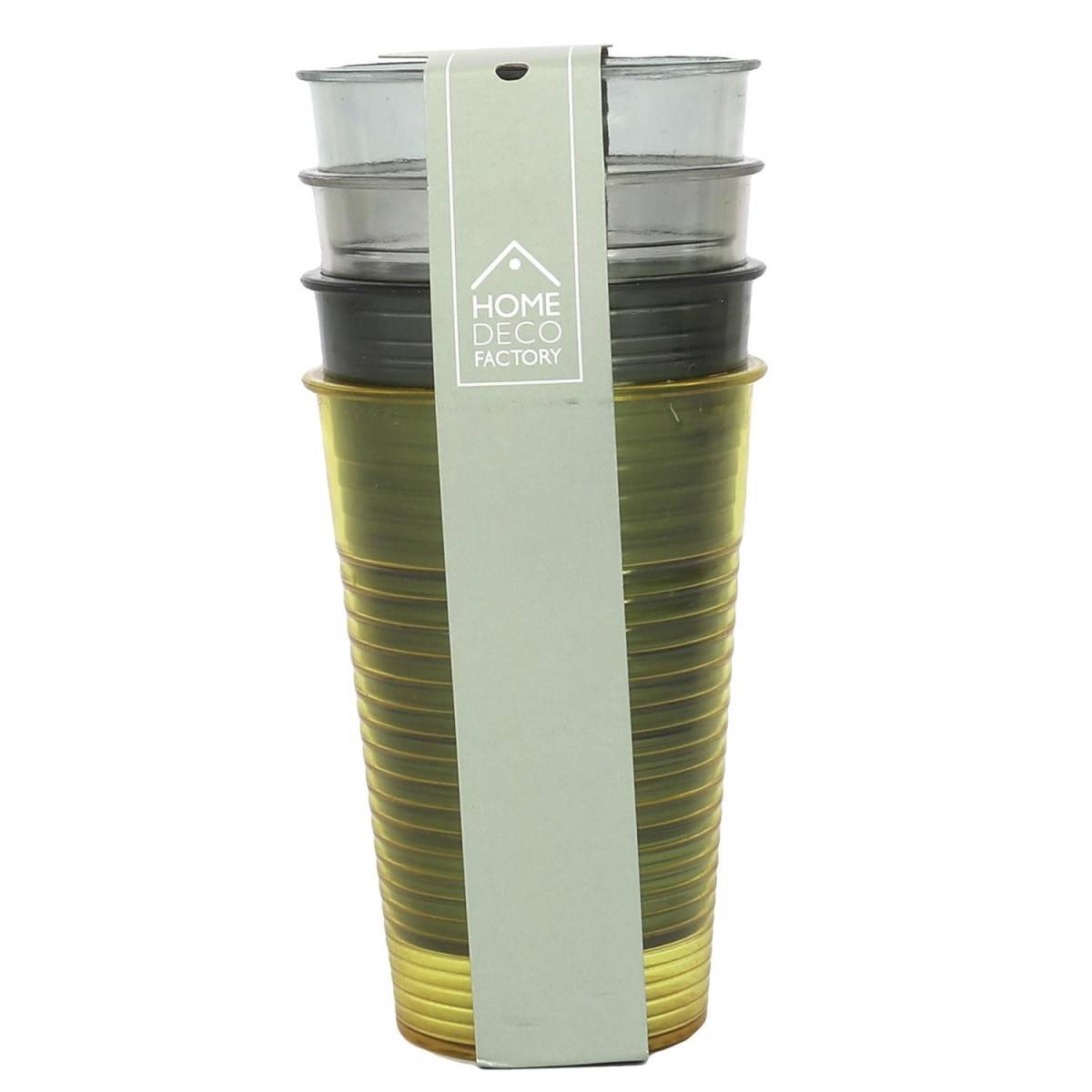 The Home Deco Factory - Lot de 4 Gobelets Réutilisables "Bain de Soleil" 20cl Vert & Jaune - Image 8