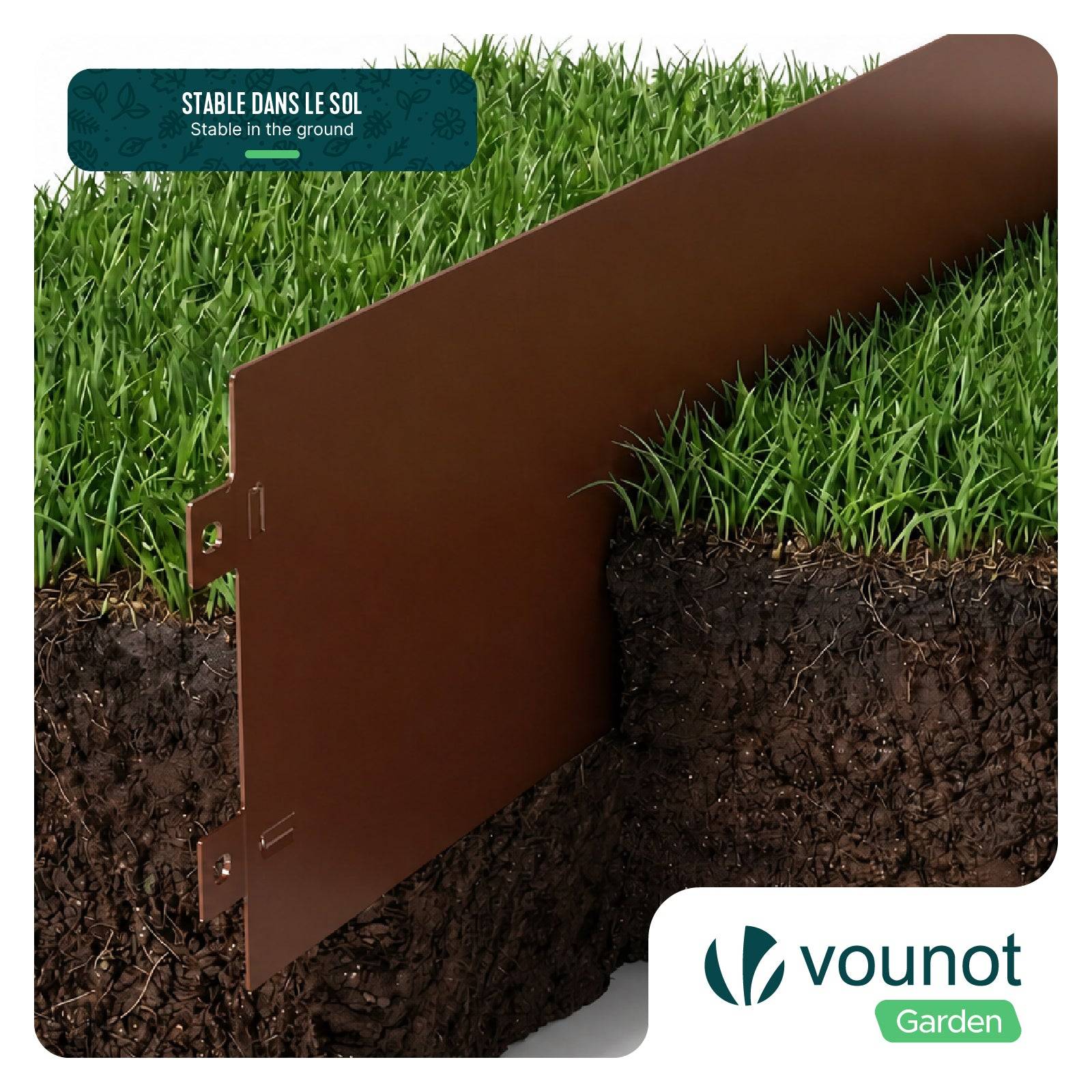 Vounot - Lot de 15 Bordure de jardin en métal flexible 100x18cm marron - clôture gazon antirouille 15m - VOUNOT® - Image 6