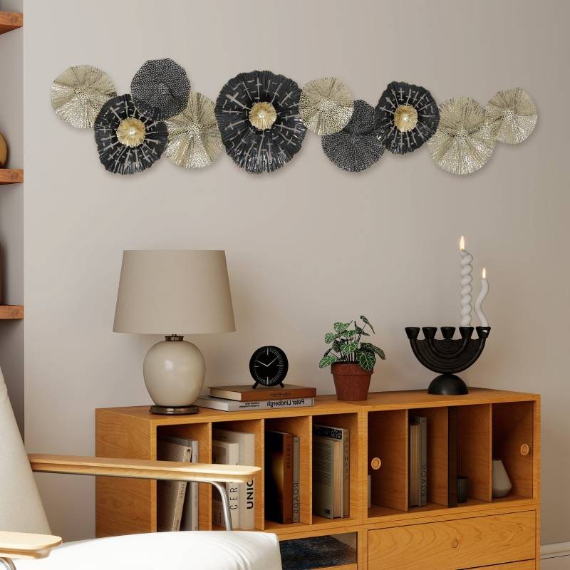 Décoration murale design en métal pour salon ambiance chic 134x29cm noir et or - ComfortXL Outdoor Living - Image 8