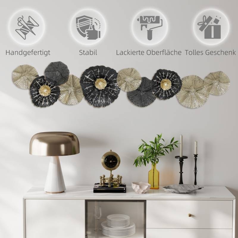 Décoration murale design en métal pour salon ambiance chic 134x29cm noir et or - ComfortXL Outdoor Living - Image 6