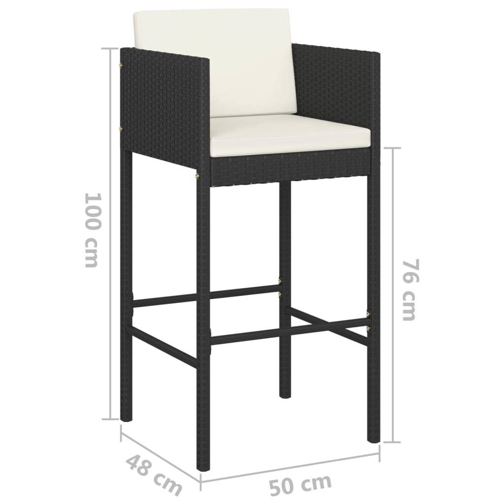 Helloshop26 - Ensemble de bar de jardin 7 pièces et coussins résine tressée noir - Imagen 7