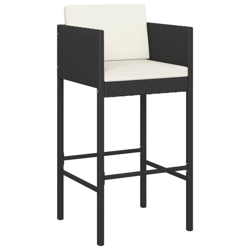 Helloshop26 - Ensemble de bar de jardin 7 pièces et coussins résine tressée noir - Imagen 2