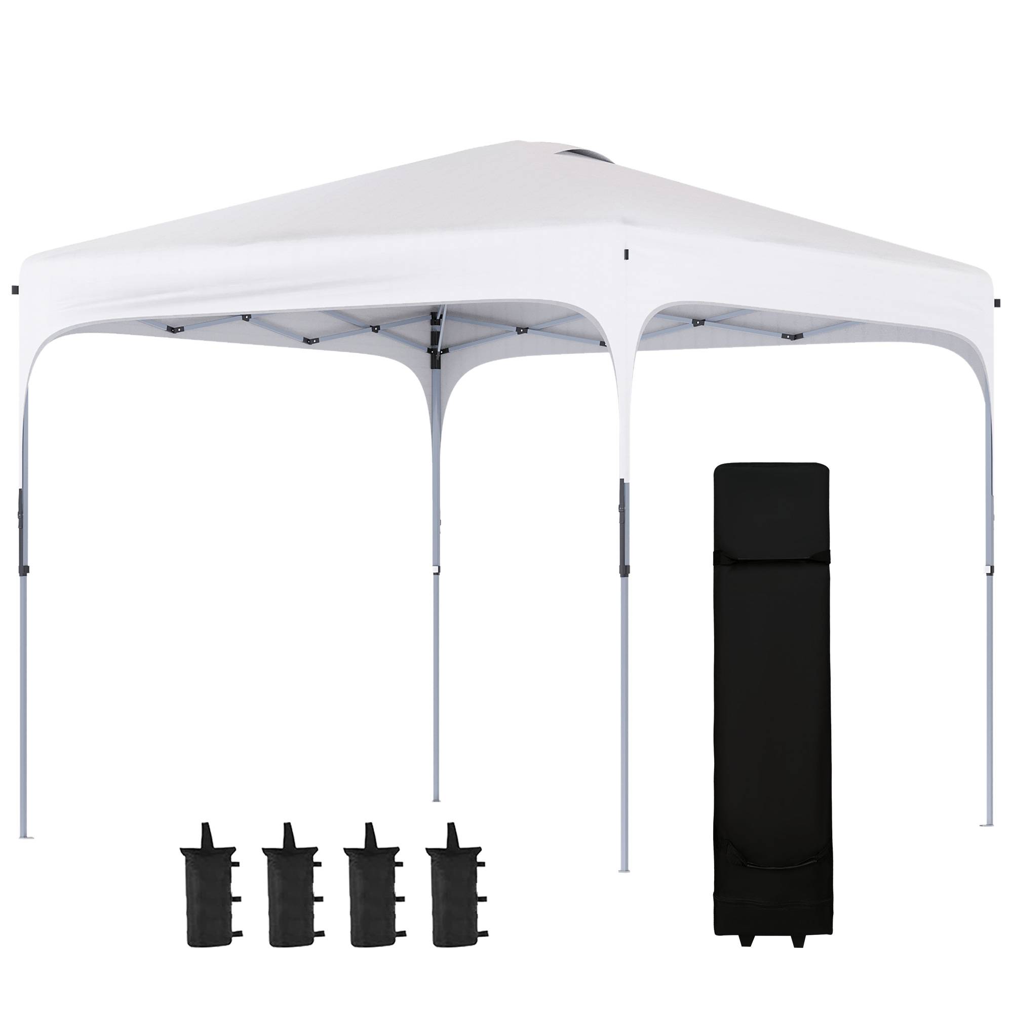 Tonnelle de jardin 2,5 x 2,5 x 2,7 m, hauteur réglable, anti-UV, imperméable, 4 sacs de lestage et sac de transport, blanche - Image 2