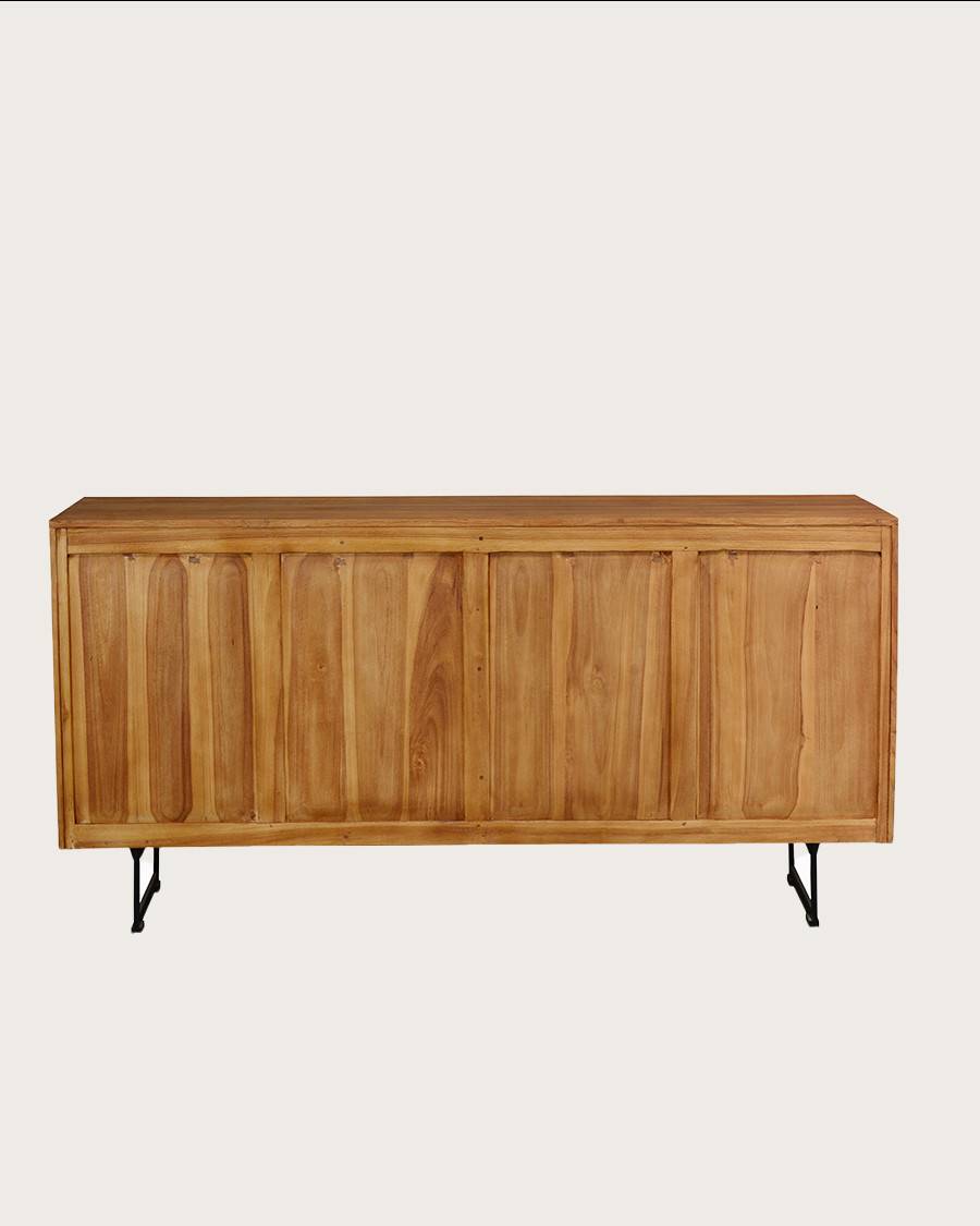 Kappa - Buffet bas en teck recyclé avec motif chevron et métal 160 cm - UNIQKA - Imagen 8