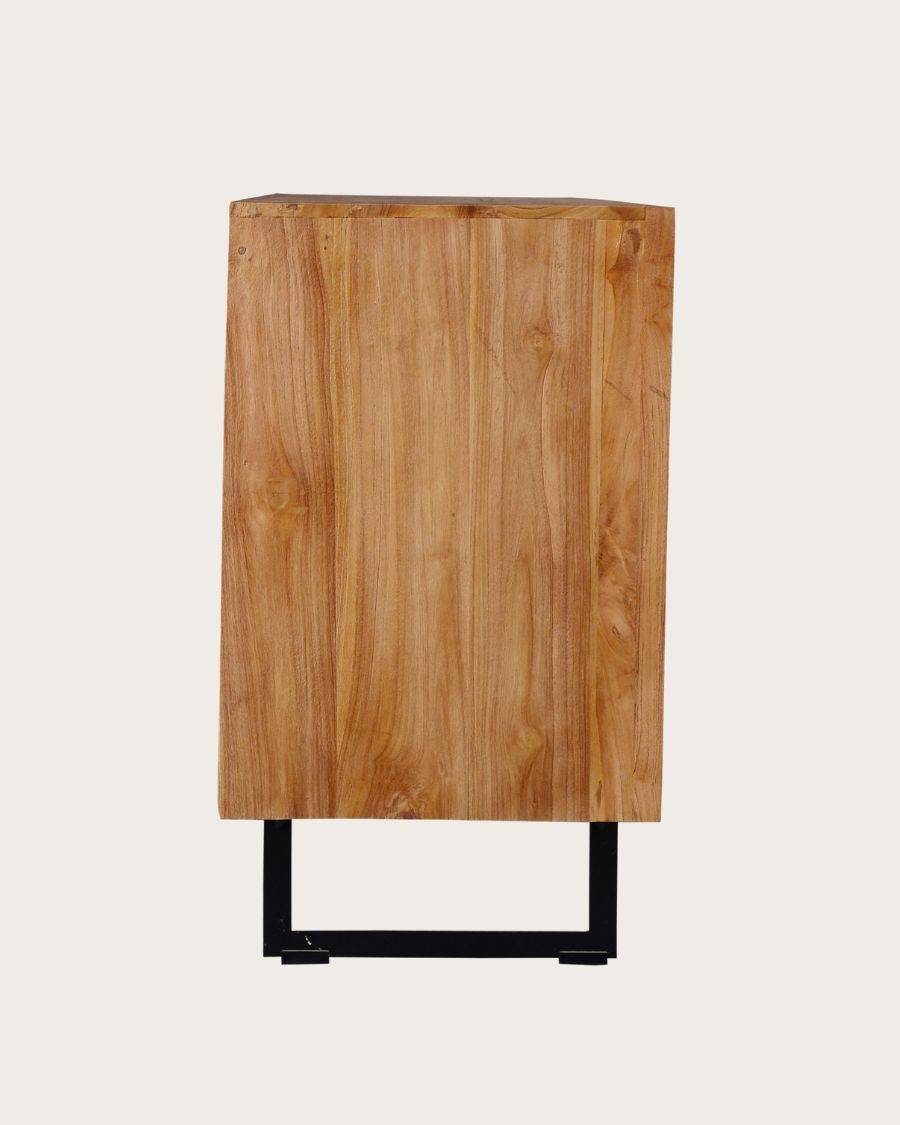 Kappa - Buffet bas en teck recyclé avec motif chevron et métal 160 cm - UNIQKA - Imagen 7