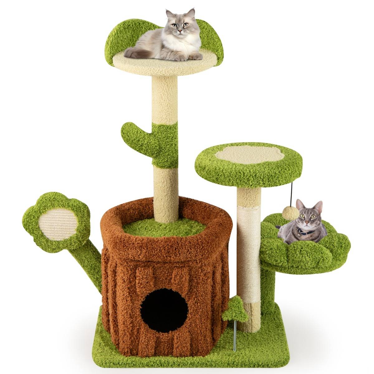 Arbre à Chat Mignon pour Chats Adultes Tour Multi-niveaux avec Condo Tronc Perchoir Fleur Lit - Image 1