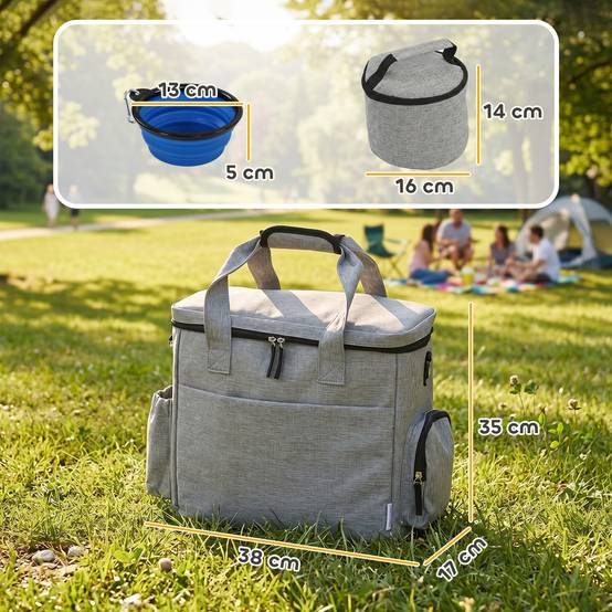 Sac de transport pour chien tissu cationique gris clair 38 x 17 x 35 cm - PANGIVO - Image 5