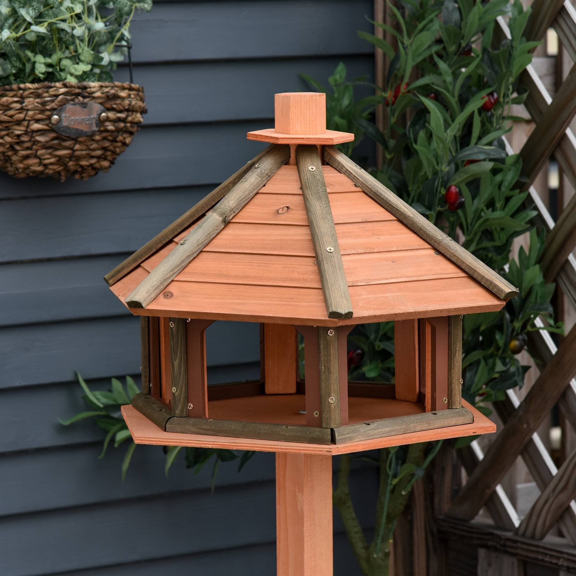 PANGIVO - Mangeoire pour oiseaux sur pied bois naturel 52 x 52 x 130 cm - PANGIVO - Image 7