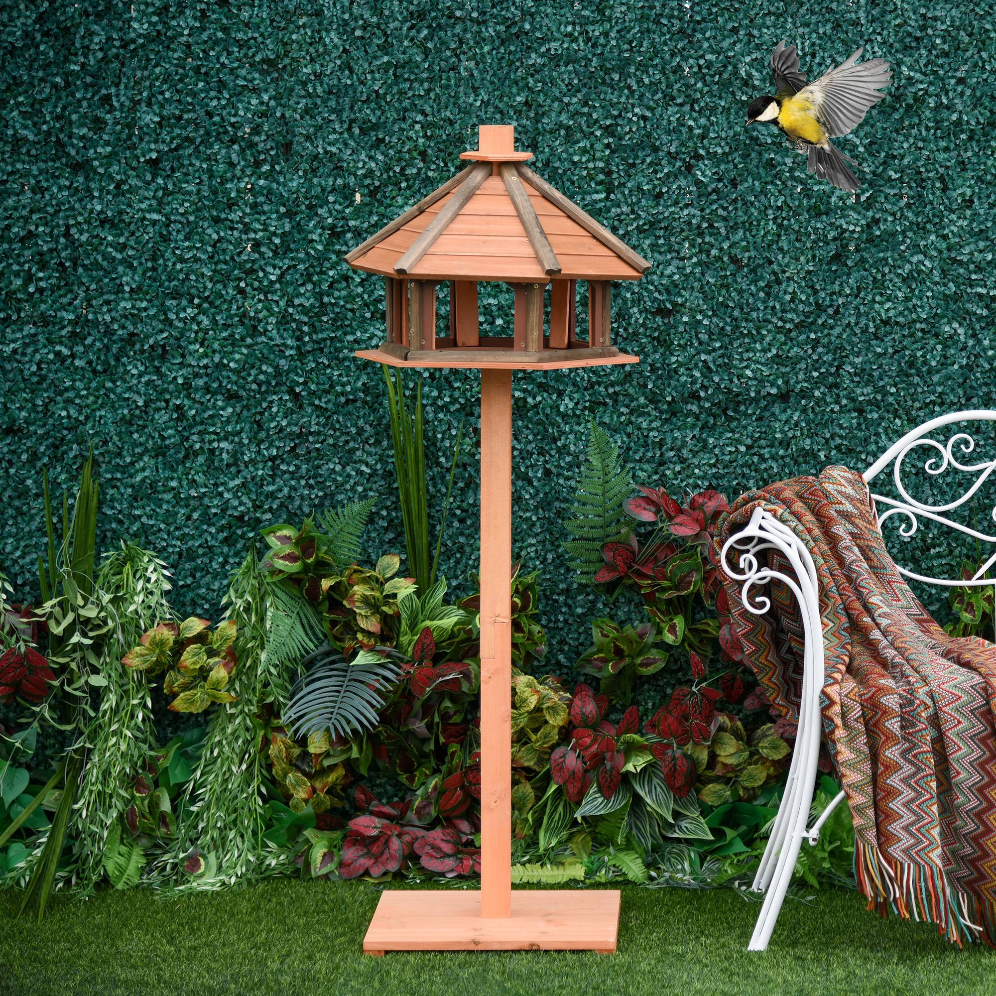 PANGIVO - Mangeoire pour oiseaux sur pied bois naturel 52 x 52 x 130 cm - PANGIVO - Image 2