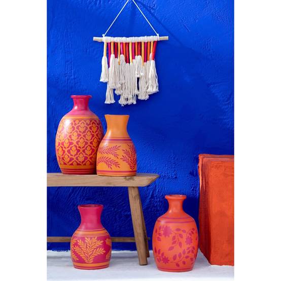 Vase Déco "Feuilles" 38cm Orange - Image 2