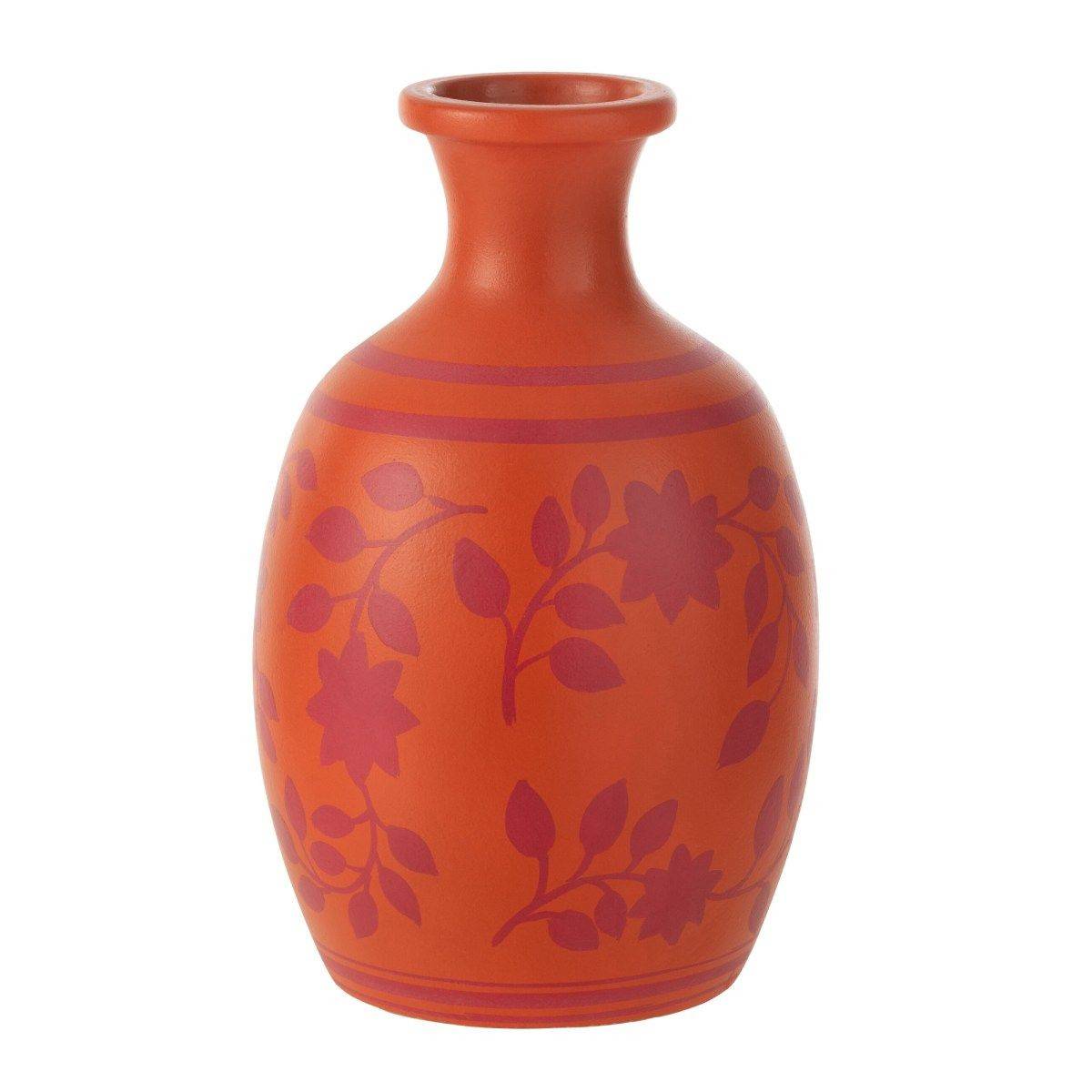 Vase Déco "Feuilles" 38cm Orange - Image 1