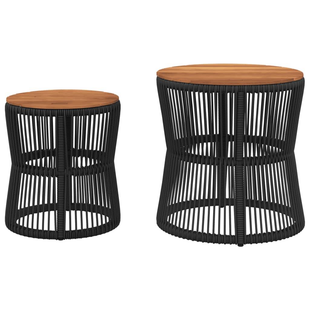 Maison Chic - Lot de 2 Tables d'extérieur - Tables d'appoint de jardin - Tables de jardin dessus en bois noir poly rotin-JU2306 - Image 4
