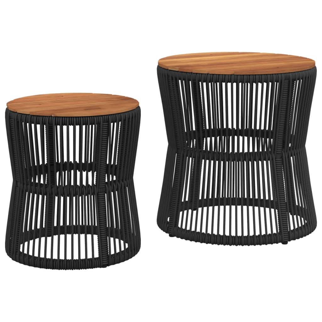 Maison Chic - Lot de 2 Tables d'extérieur - Tables d'appoint de jardin - Tables de jardin dessus en bois noir poly rotin-JU2306 - Image 1