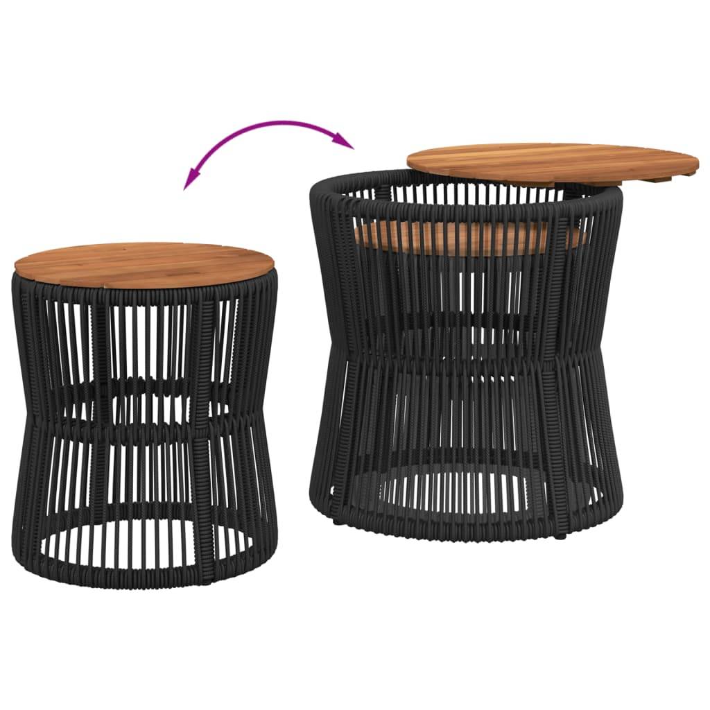 Maison Chic - Lot de 2 Tables d'extérieur - Tables d'appoint de jardin - Tables de jardin dessus en bois noir poly rotin-JU2306 - Image 7