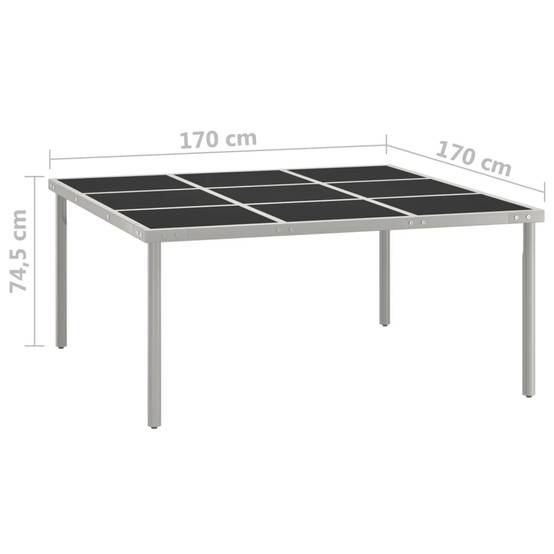 Très Grande Table de Jardin Octogonale 170 cm Noire et Grise en Acier et Verre pour 8 Personnes – ComfortXL Outdoor Living - Image 5