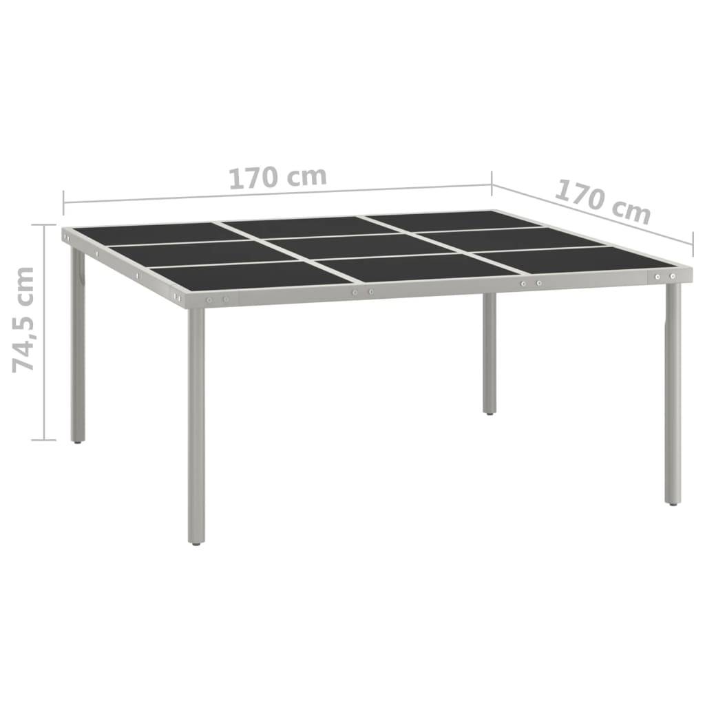 Très Grande Table de Jardin Octogonale 170 cm Noire et Grise en Acier et Verre pour 8 Personnes – ComfortXL Outdoor Living - Image 5