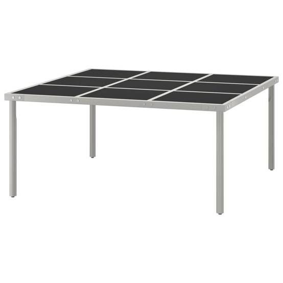 Très Grande Table de Jardin Octogonale 170 cm Noire et Grise en Acier et Verre pour 8 Personnes – ComfortXL Outdoor Living - Image 3