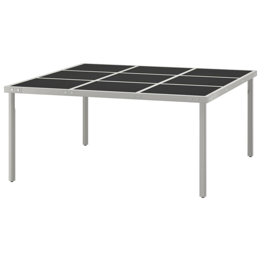 Très Grande Table de Jardin Octogonale 170 cm Noire et Grise en Acier et Verre pour 8 Personnes – ComfortXL Outdoor Living - Image 3