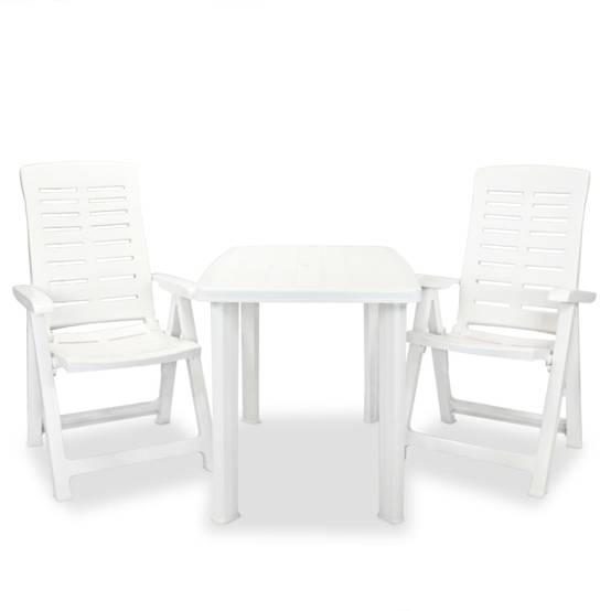 Ensemble 3 pcs de bistro - Salon De Jardin - Mobilier extérieur Plastique Blanc MI679 - Image 2