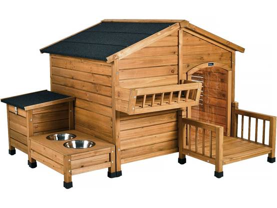Niche Pour Chien En Bois Avec Mangeoire Et Boite De Rangement "rusty" - 151 X 138 X 100 Cm - Marron -habitat Et Jardin - Image 1