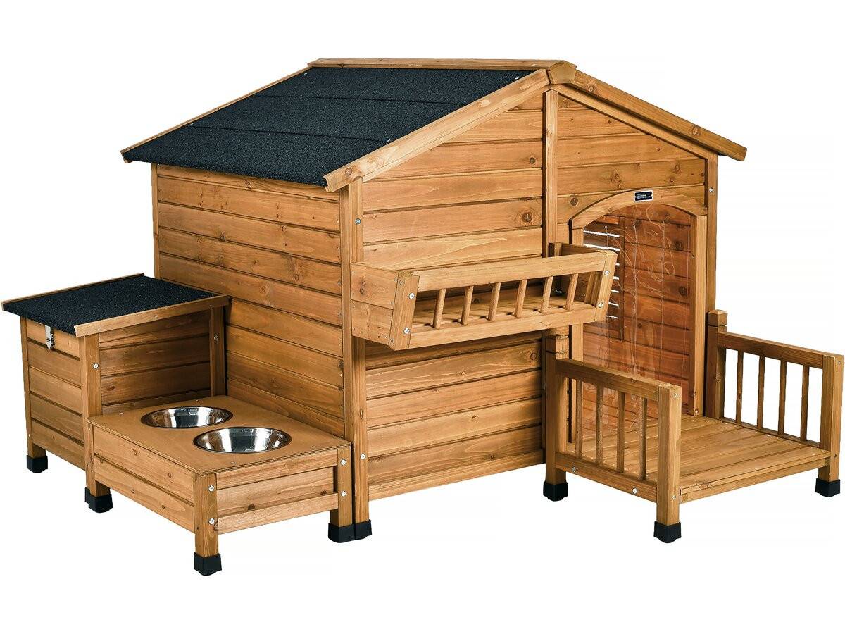 Niche Pour Chien En Bois Avec Mangeoire Et Boite De Rangement "rusty" - 151 X 138 X 100 Cm - Marron -habitat Et Jardin - Image 1