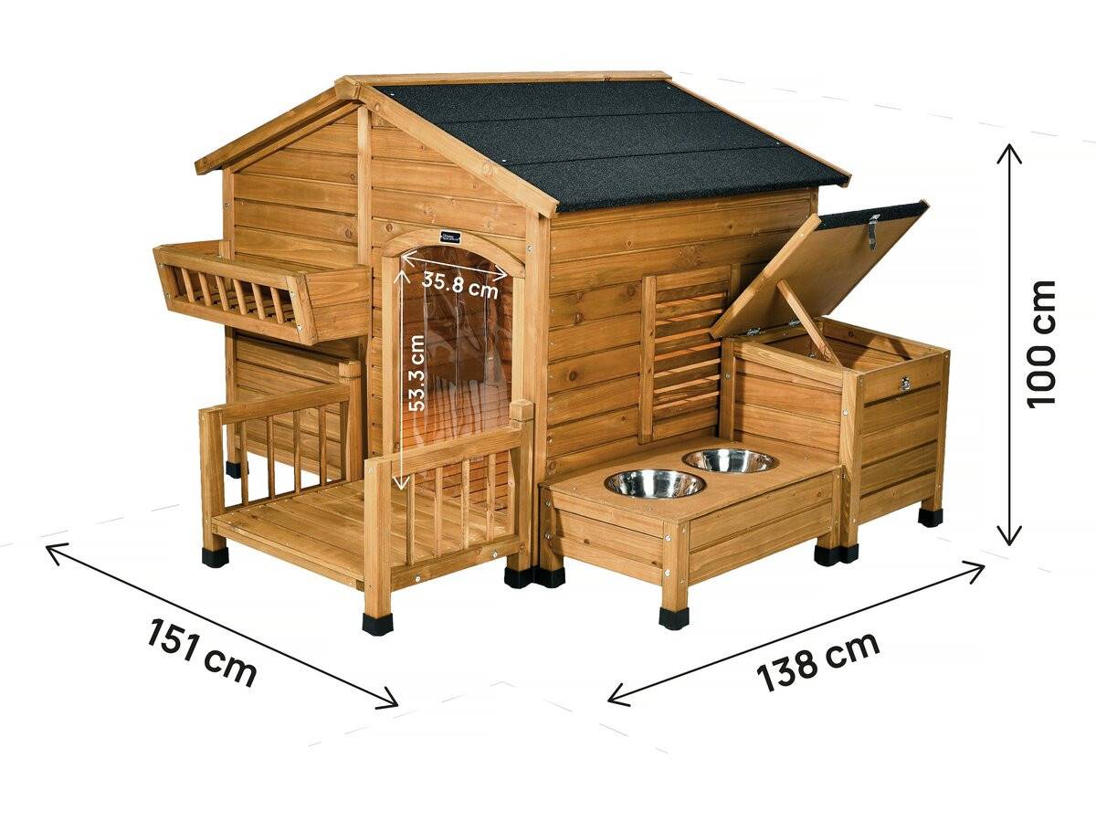 Niche Pour Chien En Bois Avec Mangeoire Et Boite De Rangement "rusty" - 151 X 138 X 100 Cm - Marron -habitat Et Jardin - Image 3