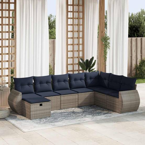 Salon de jardin 8 personnes résine tressée modulable avec rangement Gris – ComfortXL Outdoor Living - Image 1