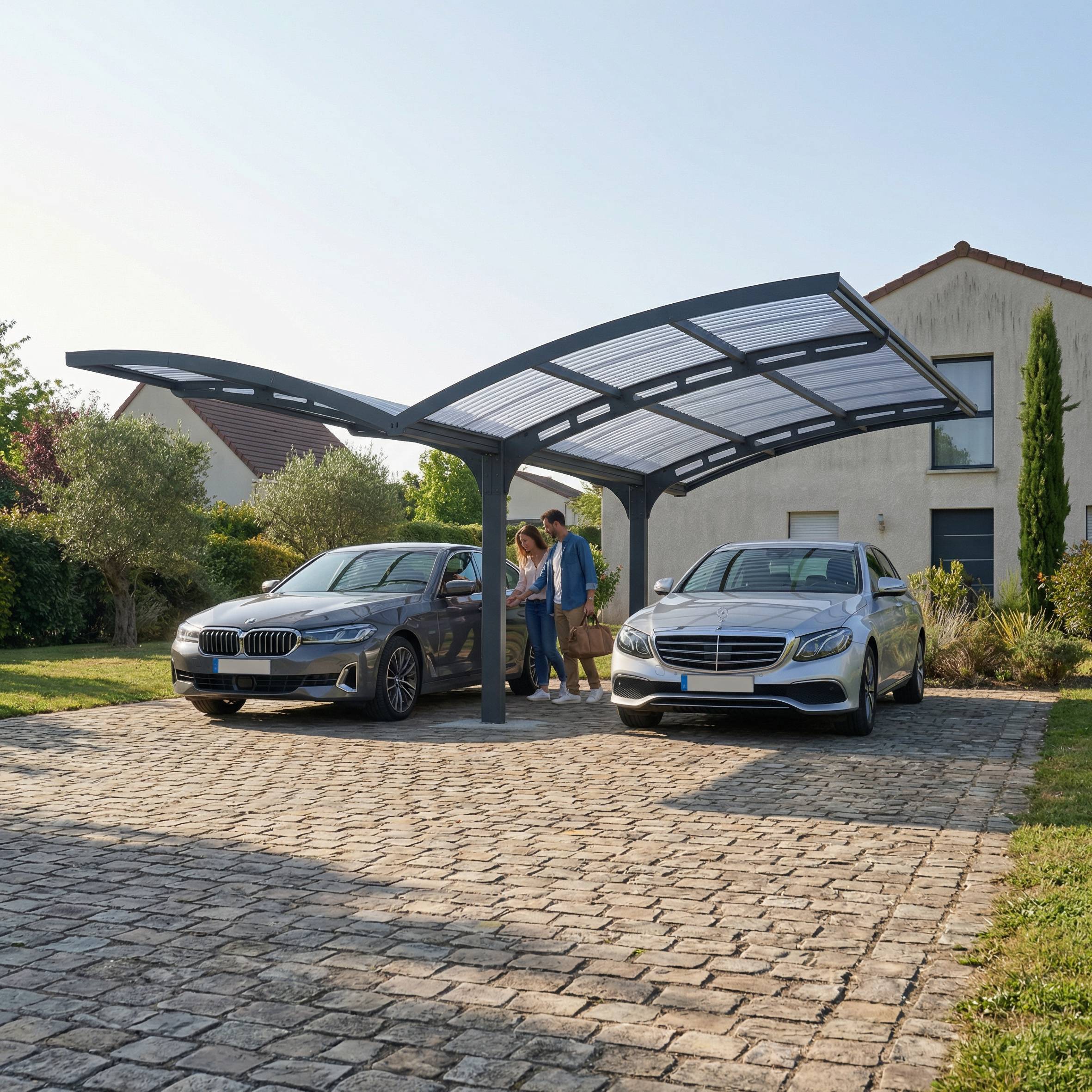 Canopia - Canopia Carport Double Arizona Wave 4,95 x 5,78 m Gris - Imagen 4