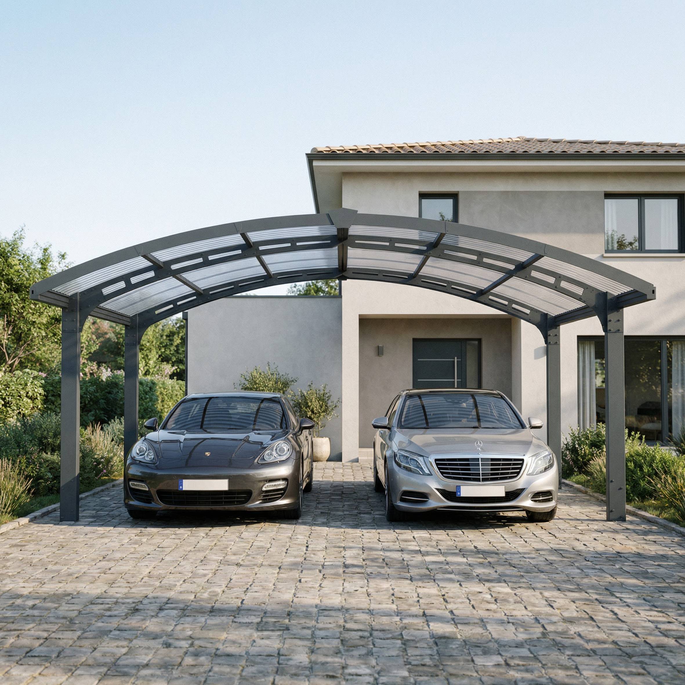 Canopia - Canopia Carport Double Arizona Wave 4,95 x 5,78 m Gris - Imagen 2