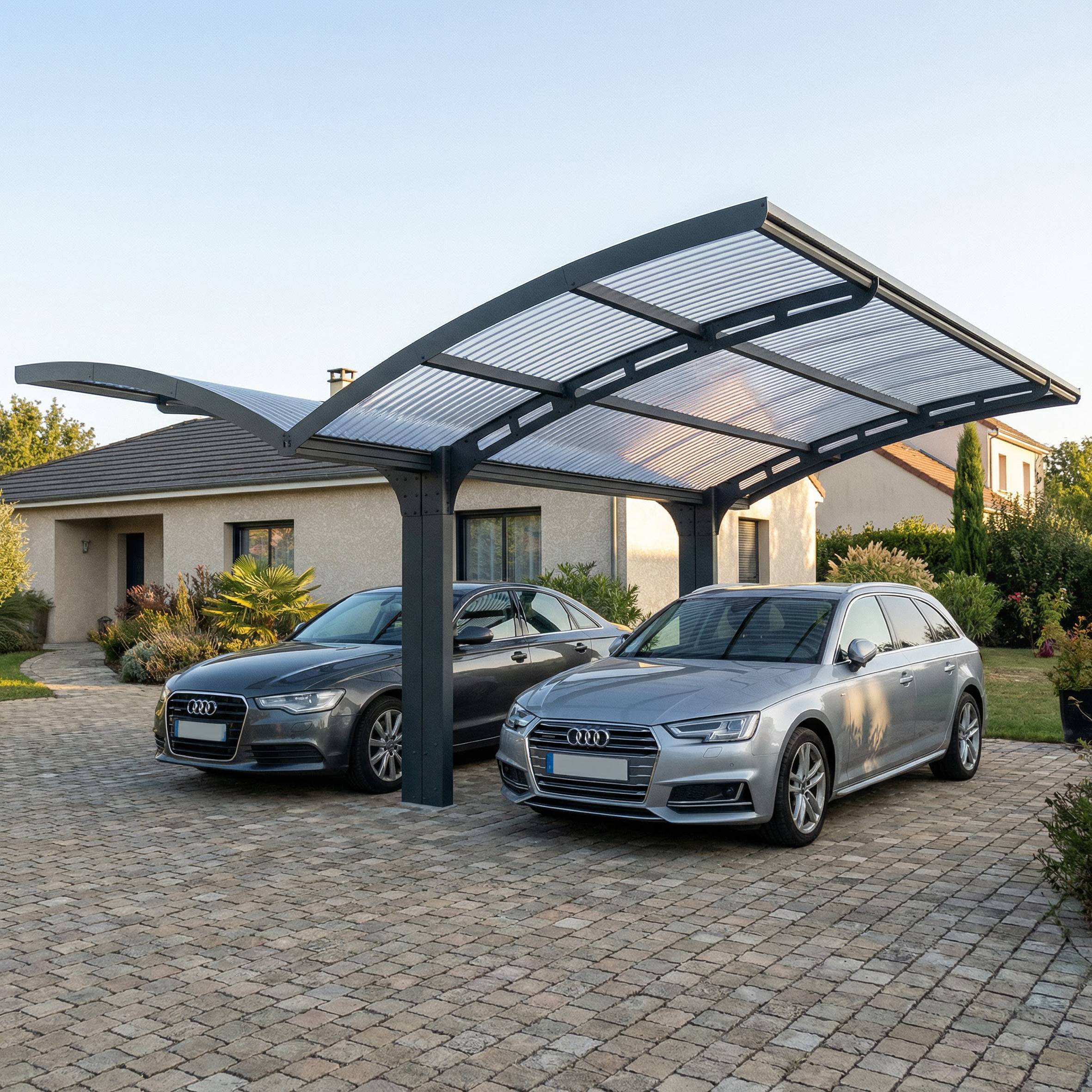 Canopia - Canopia Carport Double Arizona Wave 4,95 x 5,78 m Gris - Imagen 3