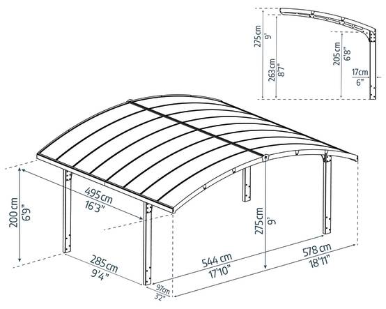 Canopia - Canopia Carport Double Arizona Wave 4,95 x 5,78 m Gris - Image 7