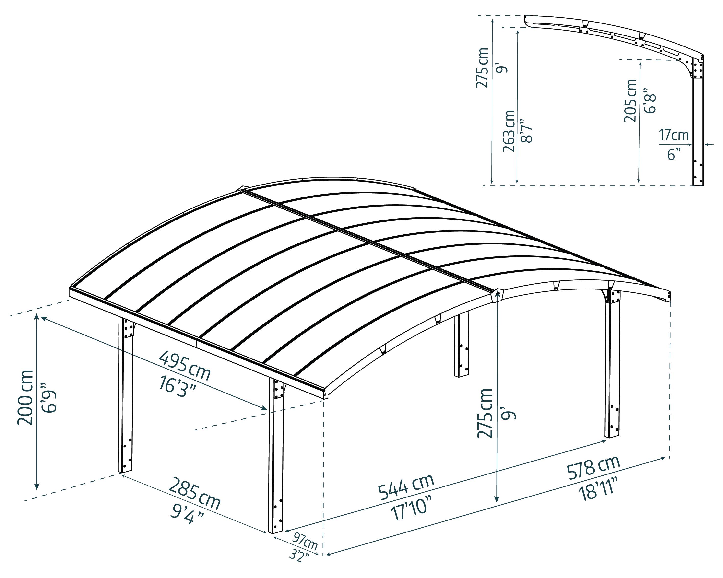 Canopia - Canopia Carport Double Arizona Wave 4,95 x 5,78 m Gris - Imagen 7