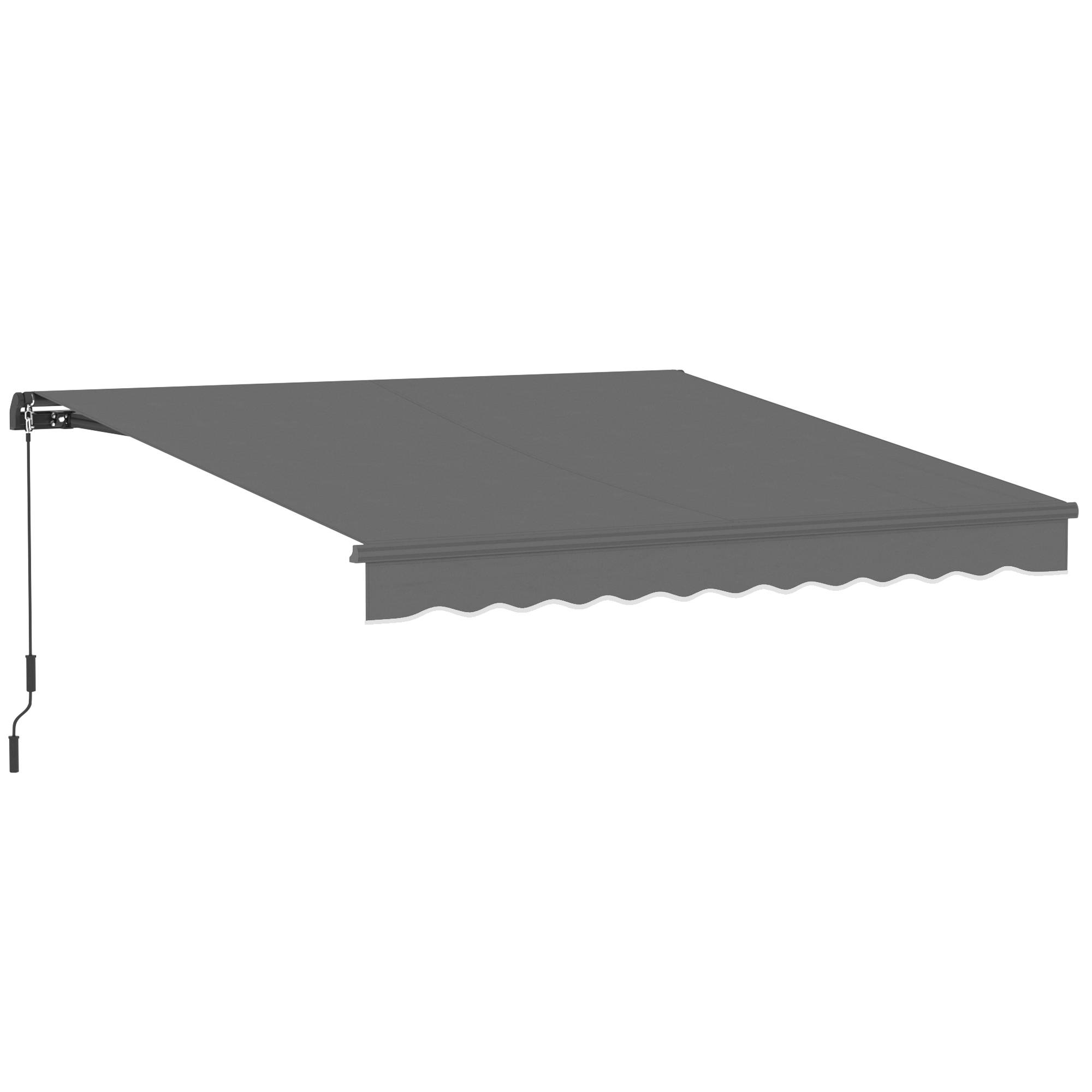 Sans Marque - Store banne à bras articulés 350 x 300 cm, comprenant manivelle et support mural, angle réglable - Image 2