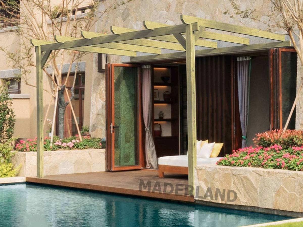 Pergola bois adossée NARBONNE • 510x420 cm • traité • très résistant - Image 4