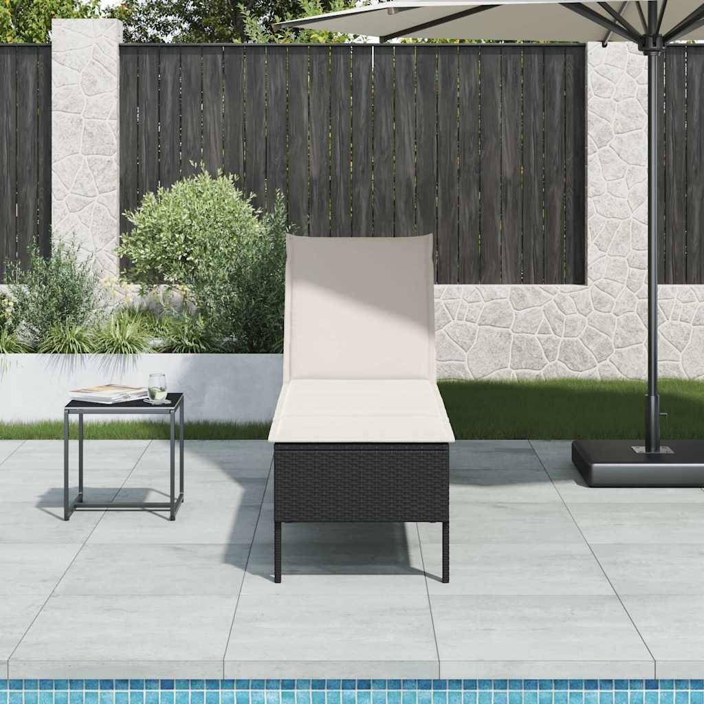 Vidaxl - Transat avec coussin noir 55x200x44cm résine tressée vidaXL 4104100 - Image 1