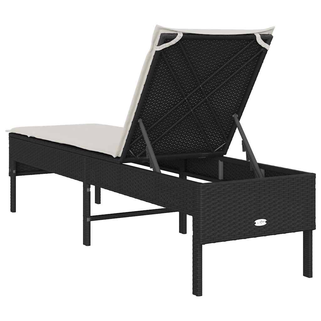 Vidaxl - Transat avec coussin noir 55x200x44cm résine tressée vidaXL 4104100 - Image 8