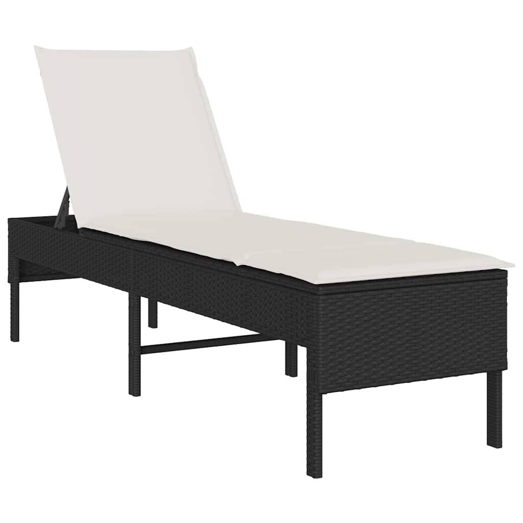 Vidaxl - Transat avec coussin noir 55x200x44cm résine tressée vidaXL 4104100 - Image 2