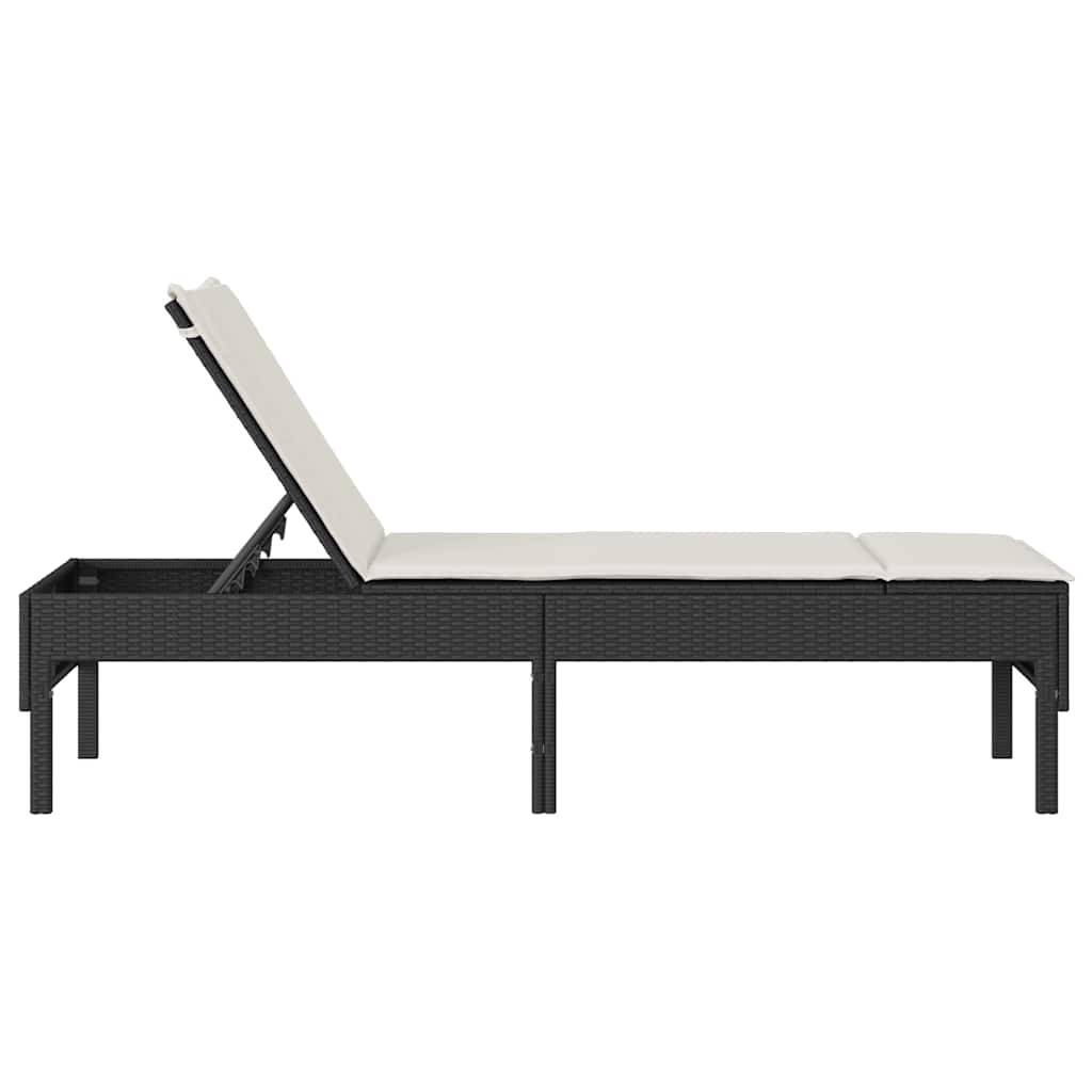 Vidaxl - Transat avec coussin noir 55x200x44cm résine tressée vidaXL 4104100 - Image 7