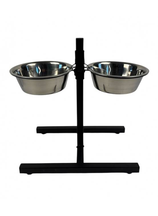 Support réglable hauteur avec 2 gamelles INOX - Mon Ami Luki - Image 2