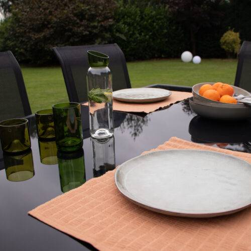Wilsa Garden - Table de jardin en aluminium et verre 6P BLACK EDITION - Imagen 5