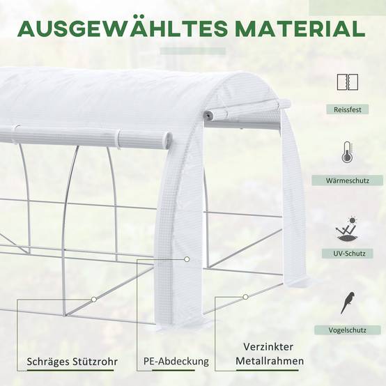 Serre Tunnel Jardin Acier Galvanisé 12m² 4x3m Protection Hiver 8 Fenêtres Blanc - ComfortXL Outdoor Living - Image 4